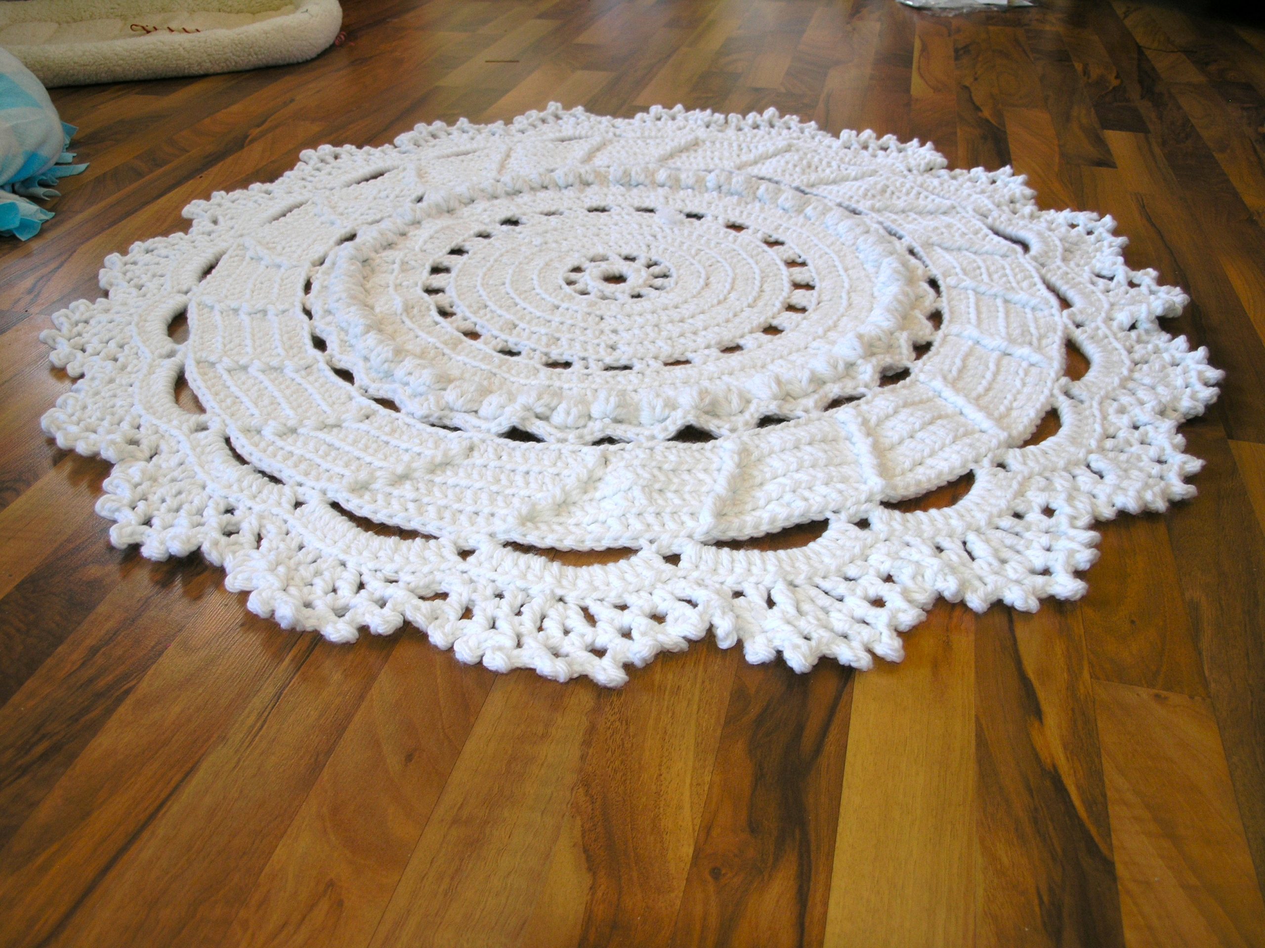 Giant crochet doily rug